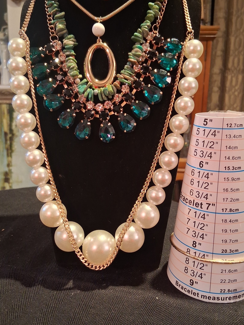 Vintage Jewelry Set with 5 Necklaces and 1 Bangle Women Jewelry